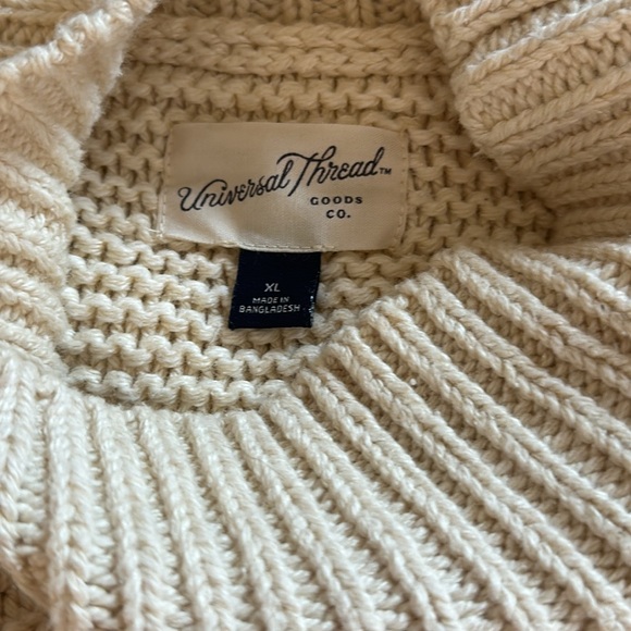 Sz XL Universal Thread cream bone mock neck knit drop sleeve sweater textured - Picture 6 of 7
